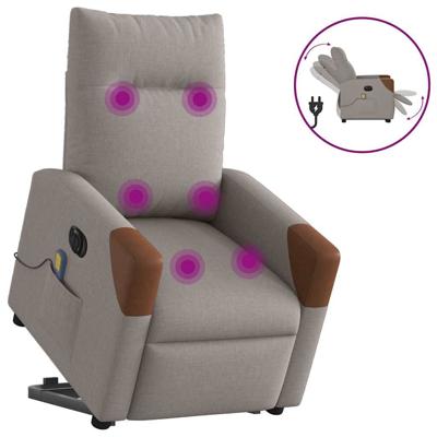 Sta-op-massagestoel elektrisch verstelbaar stof taupe - thumbnail