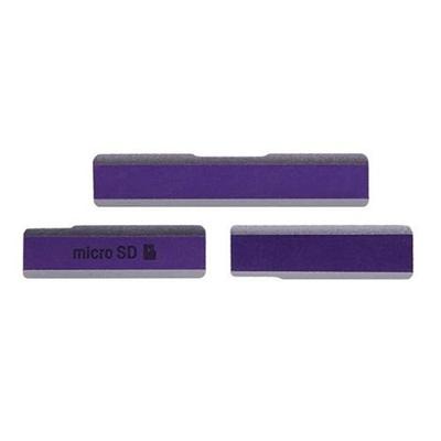 SIM-kaart Cap + USB Data opladen poort Cover + Micro SD kaart Cap stofdicht blok instellen voor Sony Xperia Z1 / L39h / C6903(Purple)