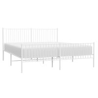 Bedframe met hoofd- en voeteneinde metaal wit 200x200 cm - thumbnail
