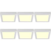 LED Downlight Opbouwspot - LED Paneel Slim 6 Stuks - Brinton Thin - 24W 2400lm 120° Bundelhoek - Warm Wit 3000K - IP40 - Vierkant - Wit - 272x272mm - thumbnail