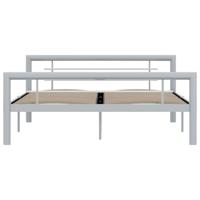 VidaXL Bedframe metaal grijs en wit 140x200 cm - thumbnail