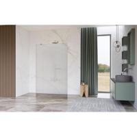 Fortifura Galeria Vrijstaande Inloopdouche - 100x200cm - Helder geribbeld - antikalk - 8mm veiligheidsglas - wandsteunen - Geborsteld RVS PVD (RVS) SW927769 2x/SW797955 - thumbnail