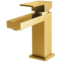 Wastafelkraan - Wastafelmengkraan - Leoni Crinty - Opbouw - Vierkant - PVD - Geborsteld Goud - thumbnail