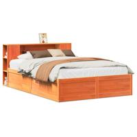 Bedframe zonder matras massief grenenhout wasbruin 135x190 cm - thumbnail