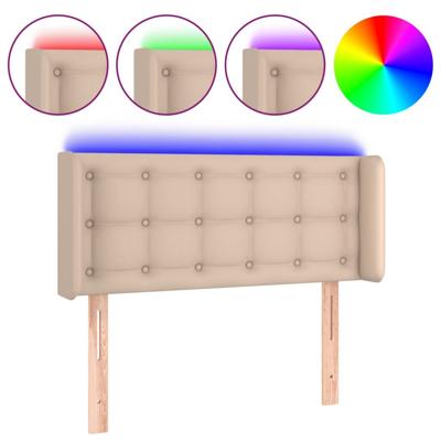 Hoofdbord LED 83x16x78/88 cm kunstleer cappuccinokleurig - thumbnail