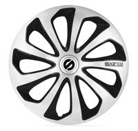 Sparco wieldoppen Sicilia 13 inch ABS zilver/zwart set van 4 - thumbnail