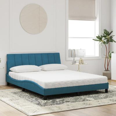 Bed met matras fluweel blauw 180x200 cm