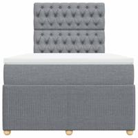 Boxspring met matras stof lichtgrijs 120x190 cm - thumbnail