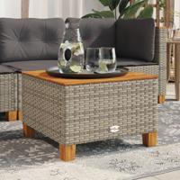 Tuintafel 55x55x36 cm poly rattan en acaciahout grijs - thumbnail
