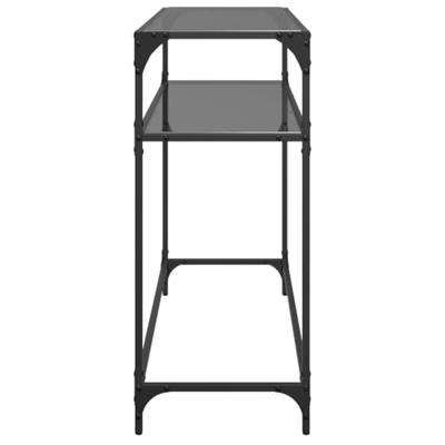 Wandtafel met zwart glazen blad 98x35x81 cm staal