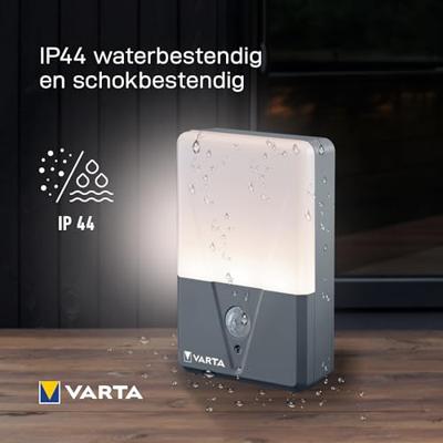 Varta 16634101421 Motion Sensor Outdoor Light Campinglamp LED 40 lm werkt op batterijen 60 g Grijs
