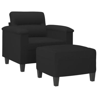 Fauteuil met voetenbank 60 cm microvezelstof zwart