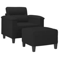 Fauteuil met voetenbank 60 cm microvezelstof zwart - thumbnail
