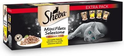 Sheba Mini Filets Gevogelte Selectie in saus natvoer kat (maaltijdzakjes, multipack) 2 verpakkingen (80 x 85 g)
