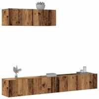 3-delig Tv-meubelset wandmontage bewerkt hout oud houtkleurig - thumbnail