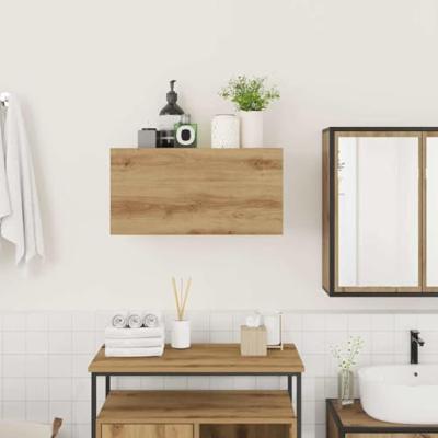 Badkamerwandkast 60x25x30 cm bewerkt hout artisanaal eikenkleur Badkamerwandkast 60x25x30 cm bewerkt hout artisanaal eikenkleur