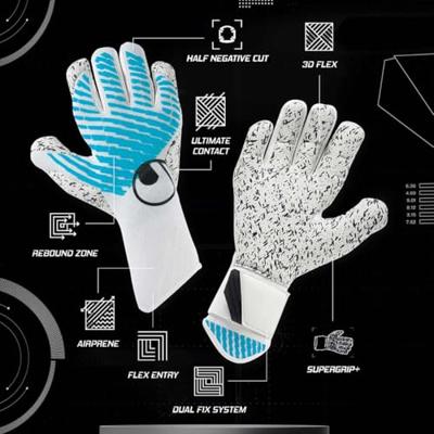 Uhlsport FM Cybertec Supergrip+ HN Keepershandschoenen Wit Felblauw Zwart