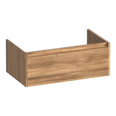 Brauer Hope Wavy - Onderkast - 80 cm - met 1 Softclose Lade Greeploos en 1 Sifon Uitsparing - Honey