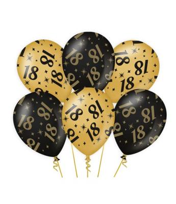 Classy Ballonnen 18 Jaar Zwart/Goud (6st) - thumbnail