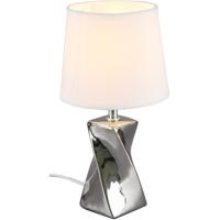 LED Tafellamp - Trion Aneby - E14 Fitting - Rond - Glans Chroom - Keramiek/Textiel - thumbnail