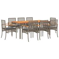 9-delige Tuinset met kussens poly rattan grijs - thumbnail