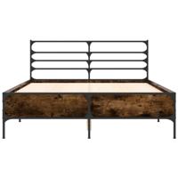Bedframe bewerkt hout metaal gerookt eikenkleurig 120x190 cm - thumbnail
