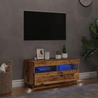 Tv-meubel met LED 80x35x40 cm bewerkt hout oud hout - thumbnail