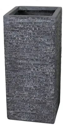 Mega Collections Plantenbak Kubus Hoog Clayfibre - L40x B40x H78 cm - Grafiet