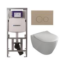 Villeroy & Boch Subway 2.0 Toiletset - inbouwreservoir - diepspoel wandcloset - directflush - slimseat - bedieningsplaat taupe - ronde knoppen - wit 0701131/SW1102378/ga26028/ga91964/ - thumbnail
