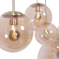 Steinhauer 6-lichts glazen hanglampBolique goud met amber glas - 3499ME - thumbnail