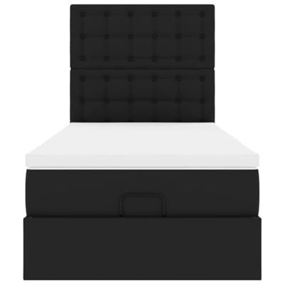 Ottomaanse bed met matras 90x190cm kunstleer zwart