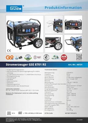 Güde Aggregaat GSE 8701 RS