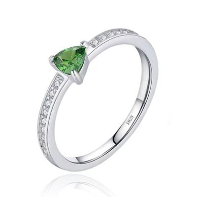 Elenza Sterling .925 Zilveren Ring met Groene Driehoekige Steen en Zirkonia-16mm