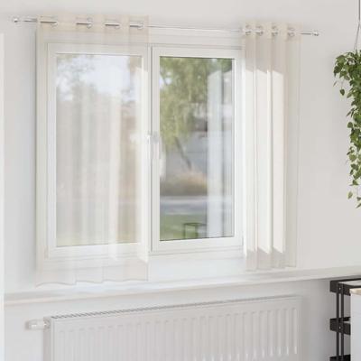 VidaXL Gordijnen voile met doorvoertules 2 st 140x140 cm crèmekleurig VidaXL Gordijnen voile met doorvoertules 2 st 140x140 cm crèmekleurig