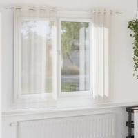 VidaXL Gordijnen voile met doorvoertules 2 st 140x140 cm crèmekleurig - thumbnail