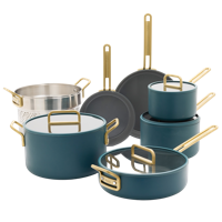 GreenPan™ Stanley Tucci™ Ceramic Nonstick 11-Piece Cookware Set, Venetian Teal - thumbnail