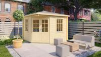 Tuindeco Riina Blokhut 306x306 cm 58 mm vuren blank- Puntdak- Onbehandeld vurenhout- Tuindeco - thumbnail