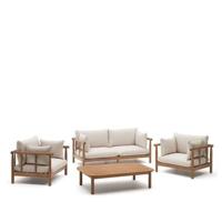 Kave Home Loungeset 'Sacova' Eucalyptushout, Met 2 fauteuils, 2-zitsbank en salontafel - thumbnail