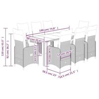 9-delige Bistroset met kussens poly rattan grijs - thumbnail