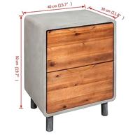 Nachtkastje 40x30x50 cm beton en acaciahout - thumbnail