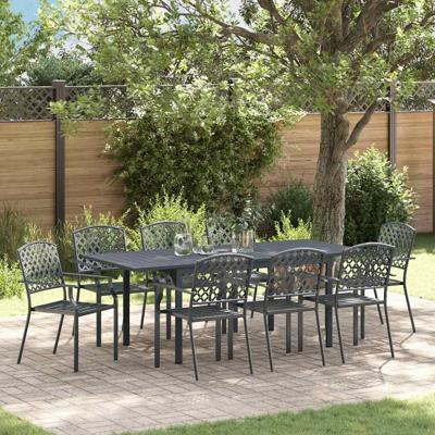 Verstelbare Tuin Eettafel Set 9 pcs Staal