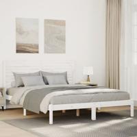 Bedframe extra lang zonder matras massief hout wit 160x210 cm - thumbnail