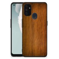 OnePlus Nord N100 Houten Print Telefoonhoesje Donker Hout - thumbnail