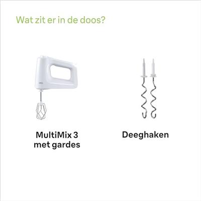 Braun HM3000 MultiMix 3 Handmixer Wit - thumbnail