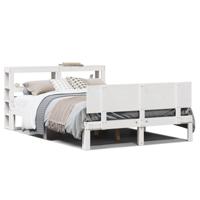 Bedframe met hoofdeinde zonder matras 160x200 cm wit - thumbnail