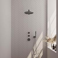 Brauer Gunmetal Edition Thermostatische Regendoucheset Inbouw - Hoofddouche 30 cm - Rechte Wandarm - Handdouche Staaf - Doucheslang - Wandaansluitbocht - Gunmetal - thumbnail