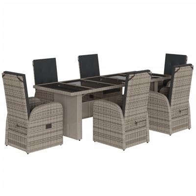7-delige Tuinset met kussens poly rattan grijs - thumbnail