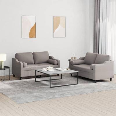 2-delige Loungeset met kussens stof taupe