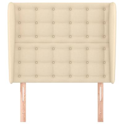 Hoofdbord met randen 203x23x78/88 cm stof crèmekleurig