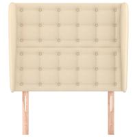 Hoofdbord met randen 103x23x118/128 cm stof crèmekleurig - thumbnail